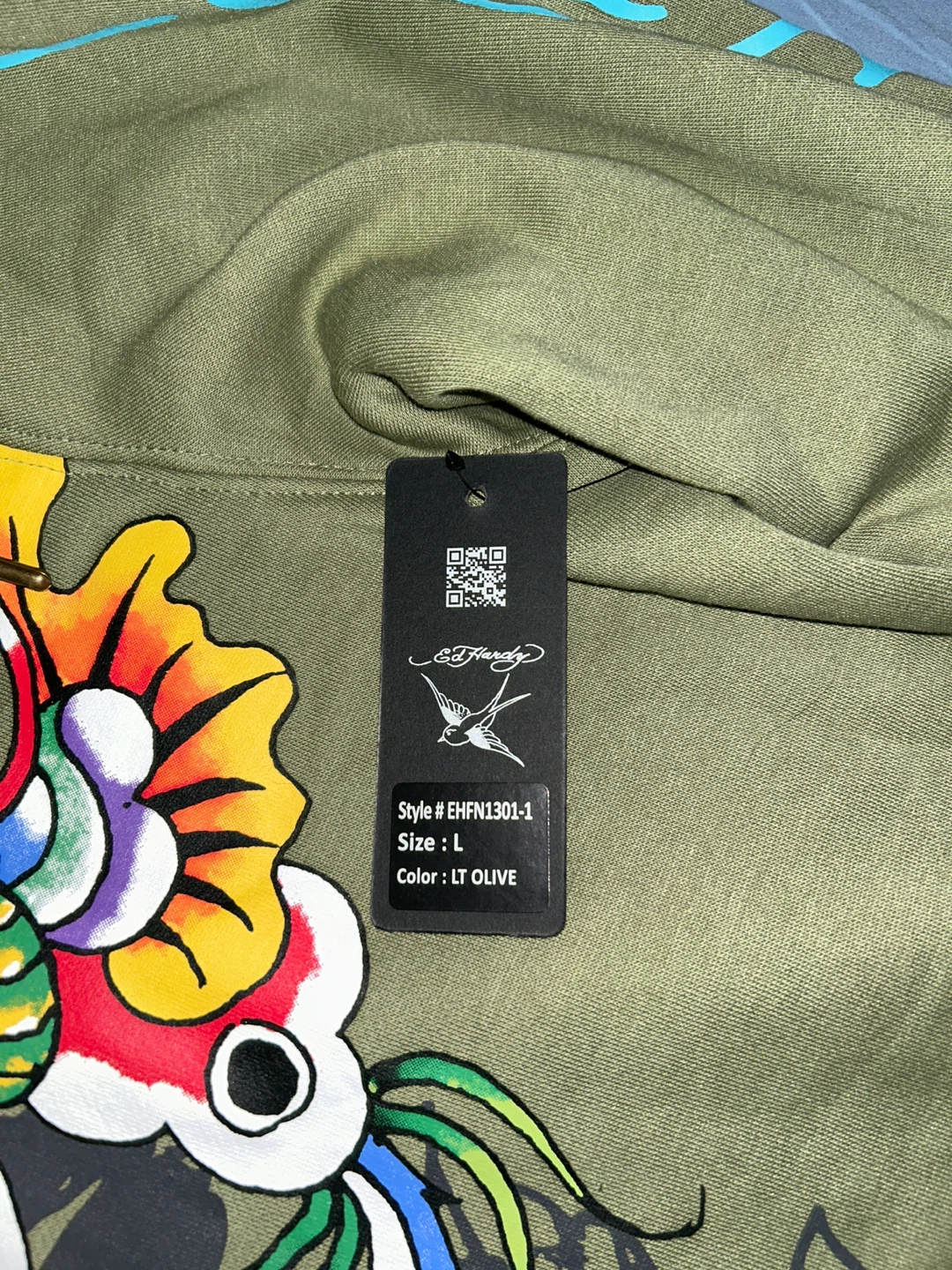 Ed Hardy Zip-Up Hoodie LT Olive Size L - photo 2
