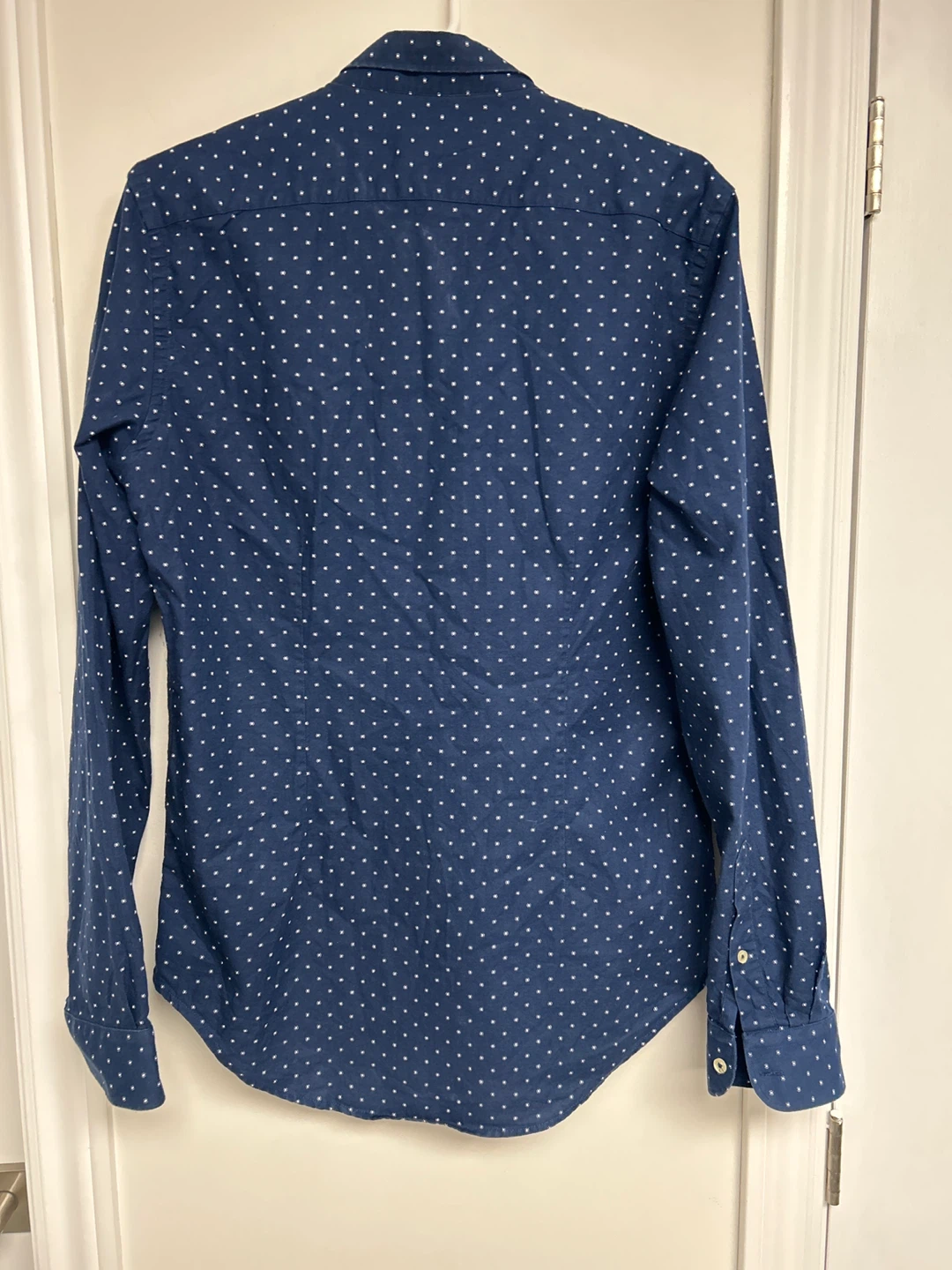 Zara Man Slim Fit Navy Polka Dot Button-Up Shirt - photo 3