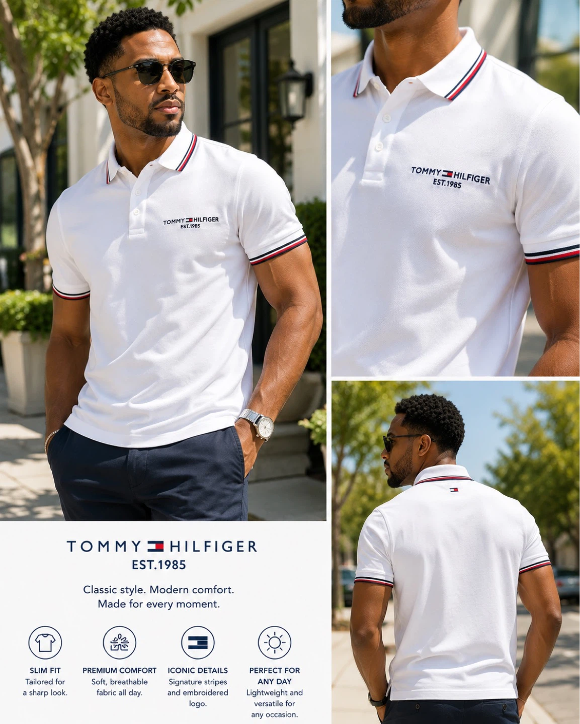 Tommy Hilfiger Men's Classic Fit Polo Shirt White
