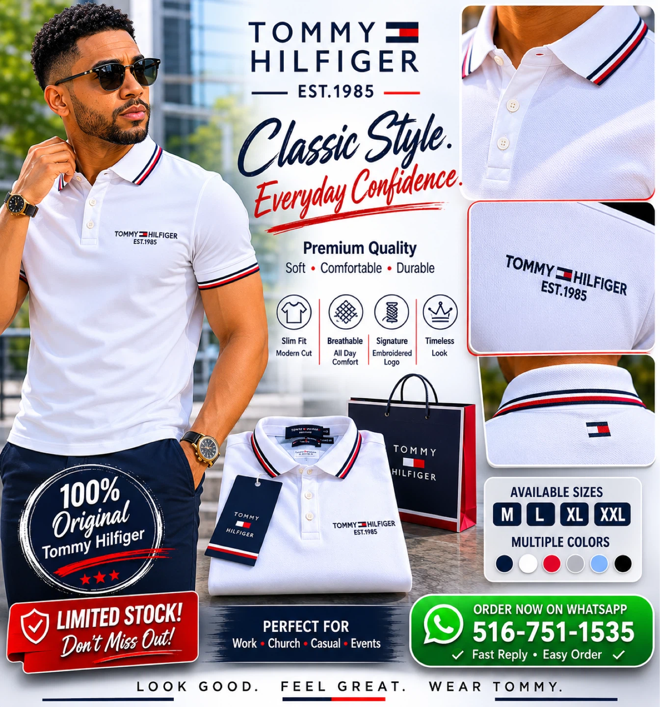 Tommy Hilfiger Men's Classic Fit Polo Shirt White - photo 3