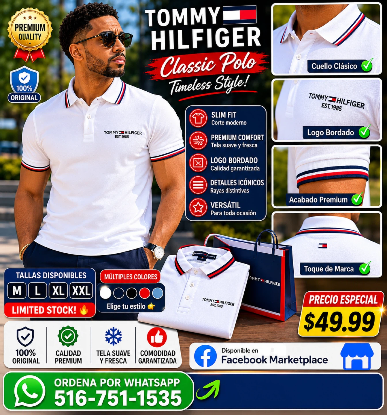 Tommy Hilfiger Men's Classic Fit Polo Shirt White - photo 4