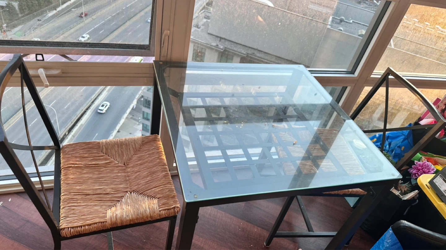 Glass Top Bistro Table and 2 Chairs