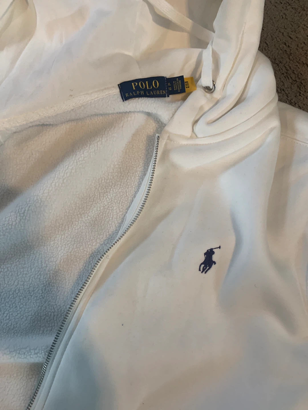 White Polo Ralph Lauren Full Zip Hoodie