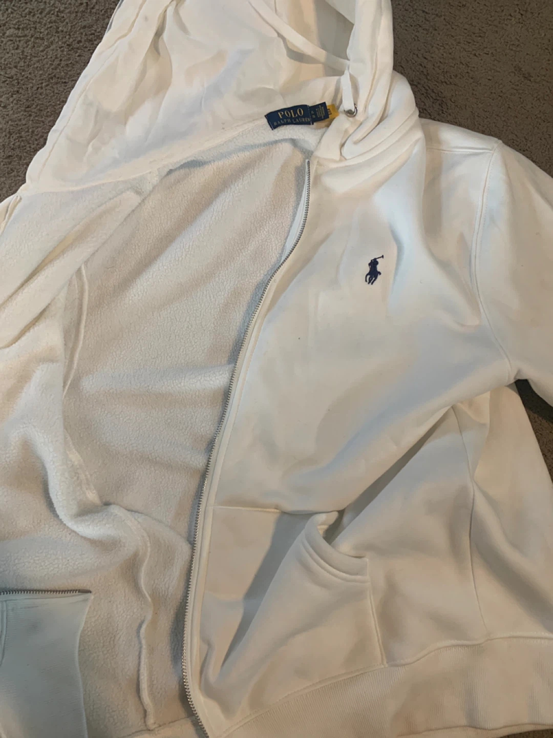 White Polo Ralph Lauren Full Zip Hoodie - photo 2