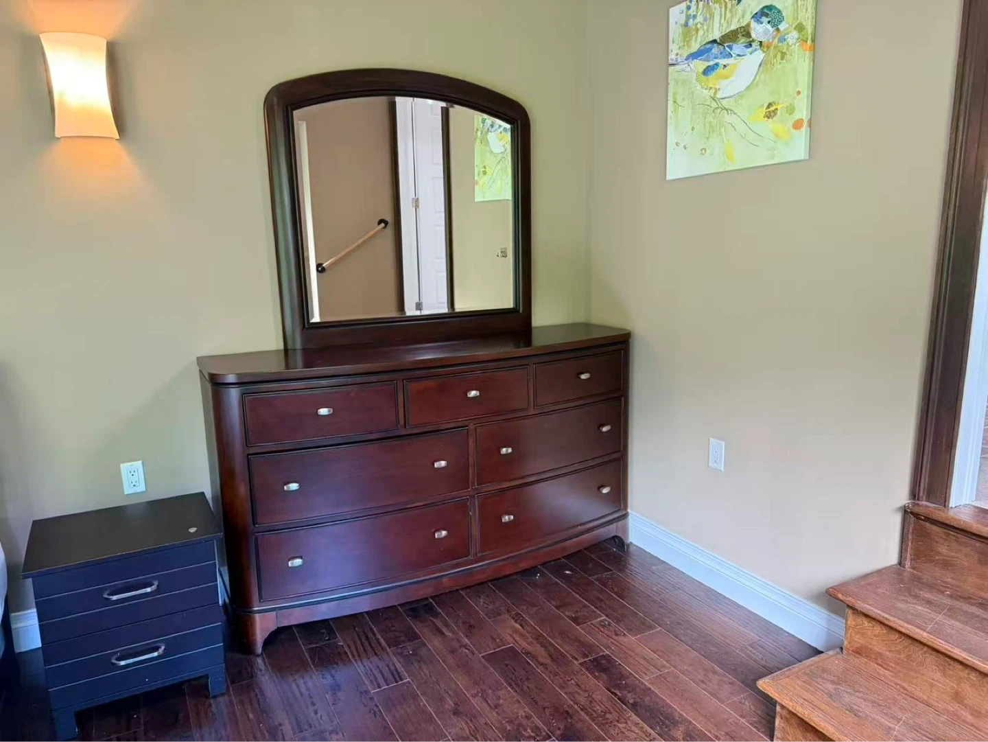 Solid Dark Wood Dresser with Mirror