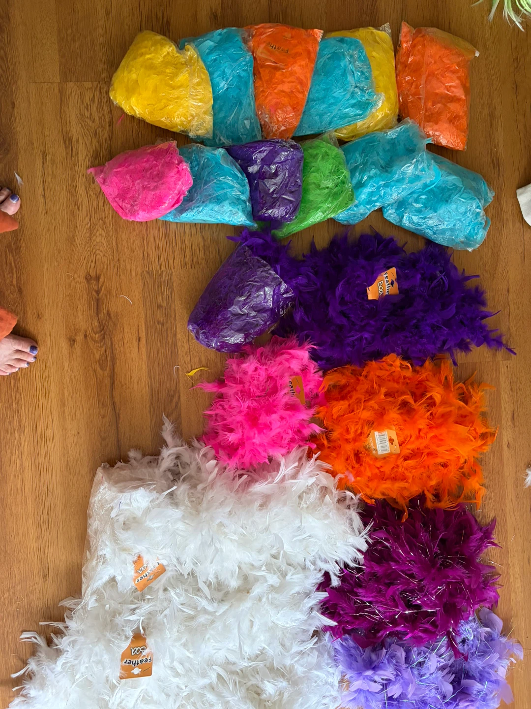 Feather Boas 30 Pom Pom tassels 3 wigs 3