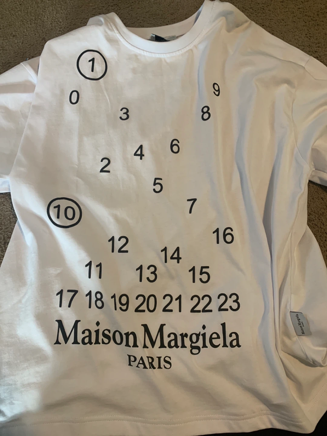 Maison Margiela White T-Shirt with Numeric Graphic - Size L