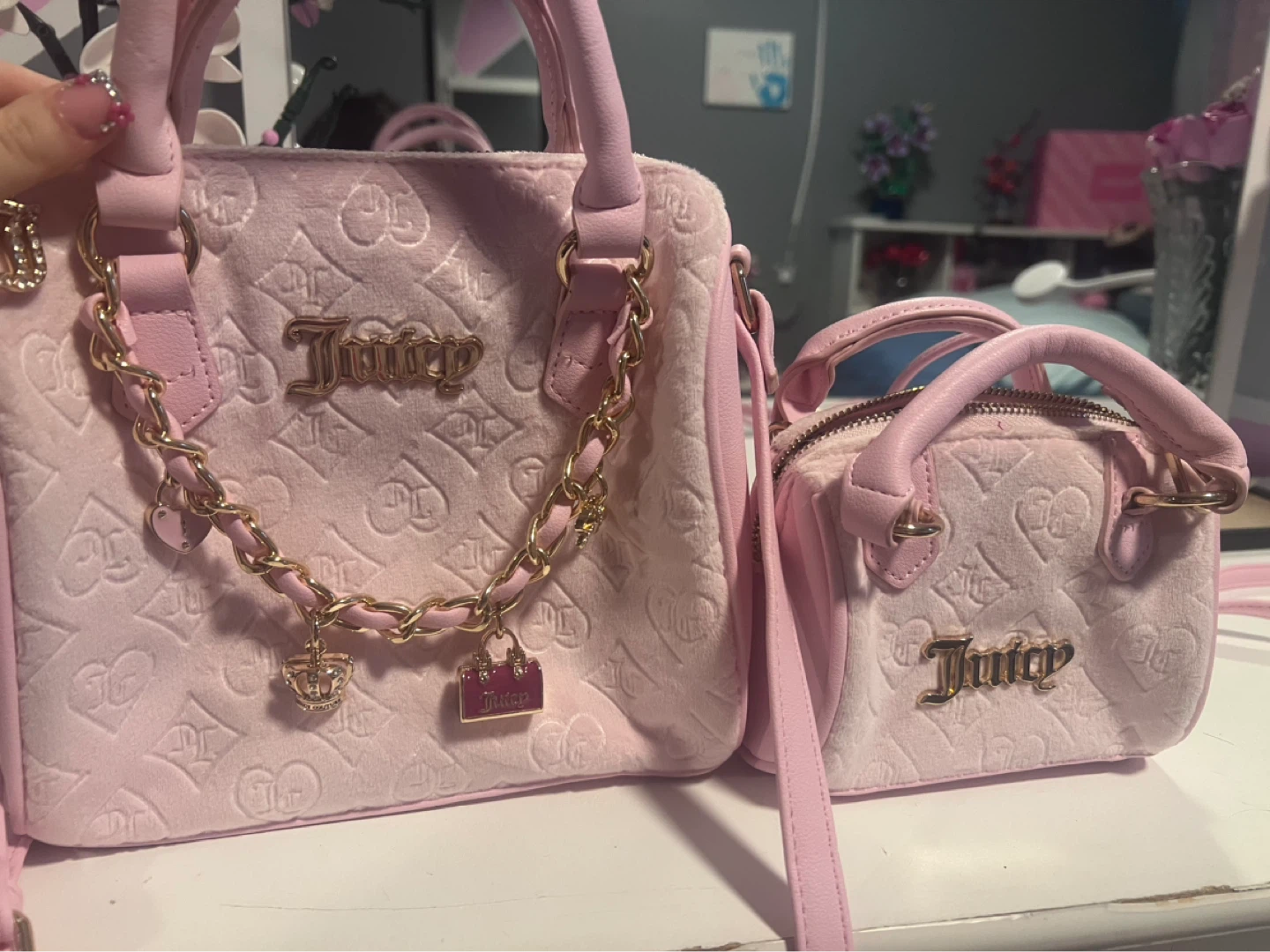 Juicy Couture Pink Velour Handbags Set
