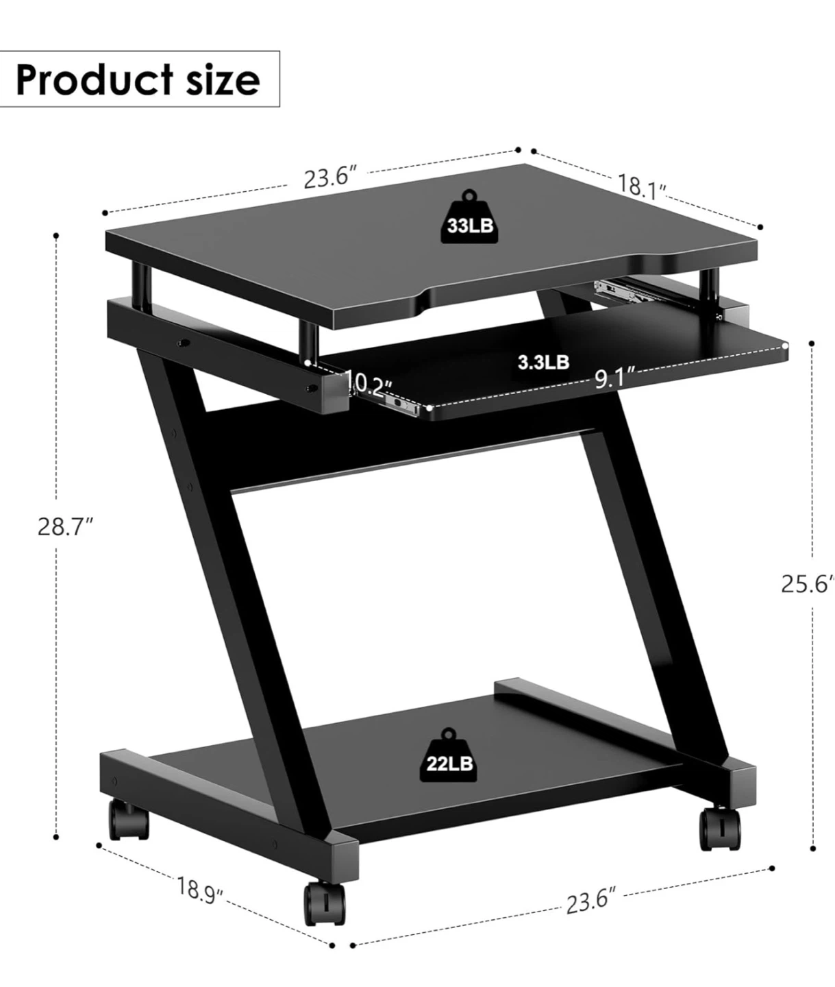 Computer Desk with Keyboard Tray - photo 3