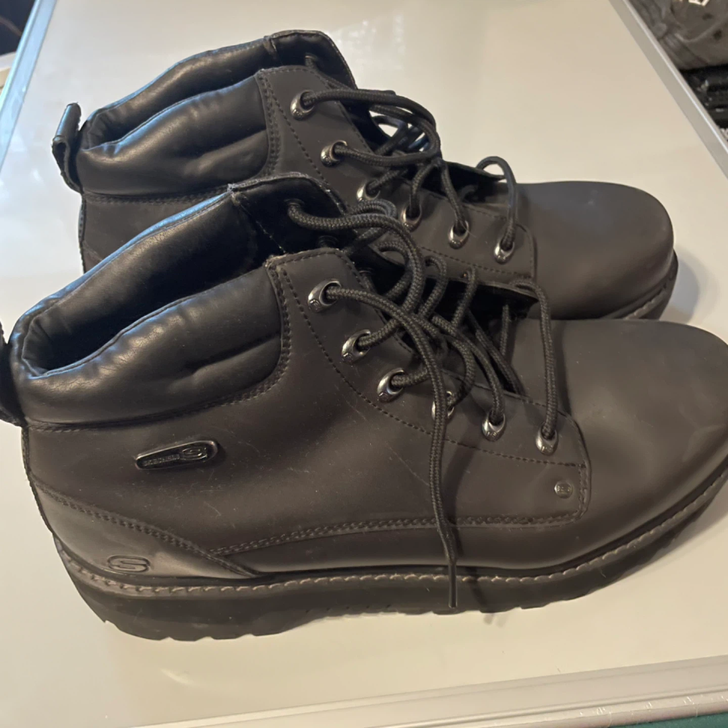 Skechers Men's Black Leather Lace-Up Ankle Boots - photo 2