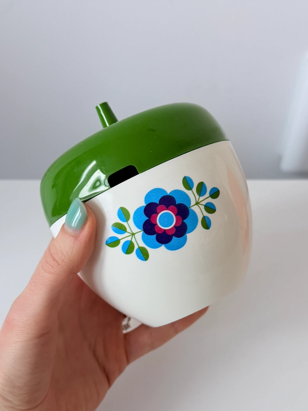 Vintage European Retro sugar bowl with Floral Design