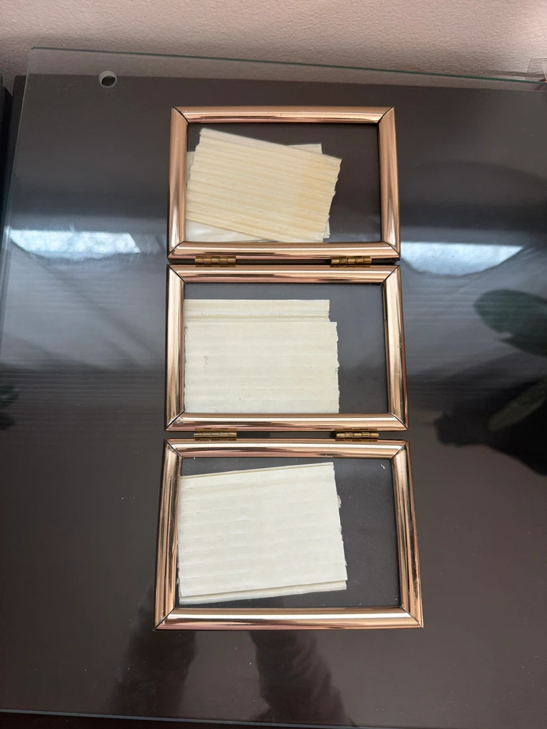 3-Panel Gold Tone Photo Frame