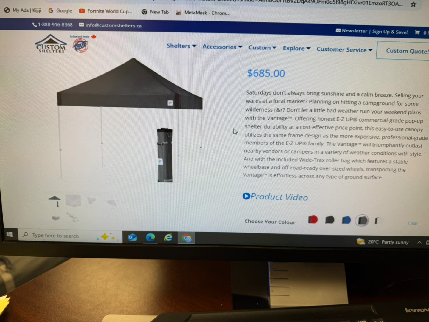 E-Z UP Vantage Original Shade Canopy Shelter
