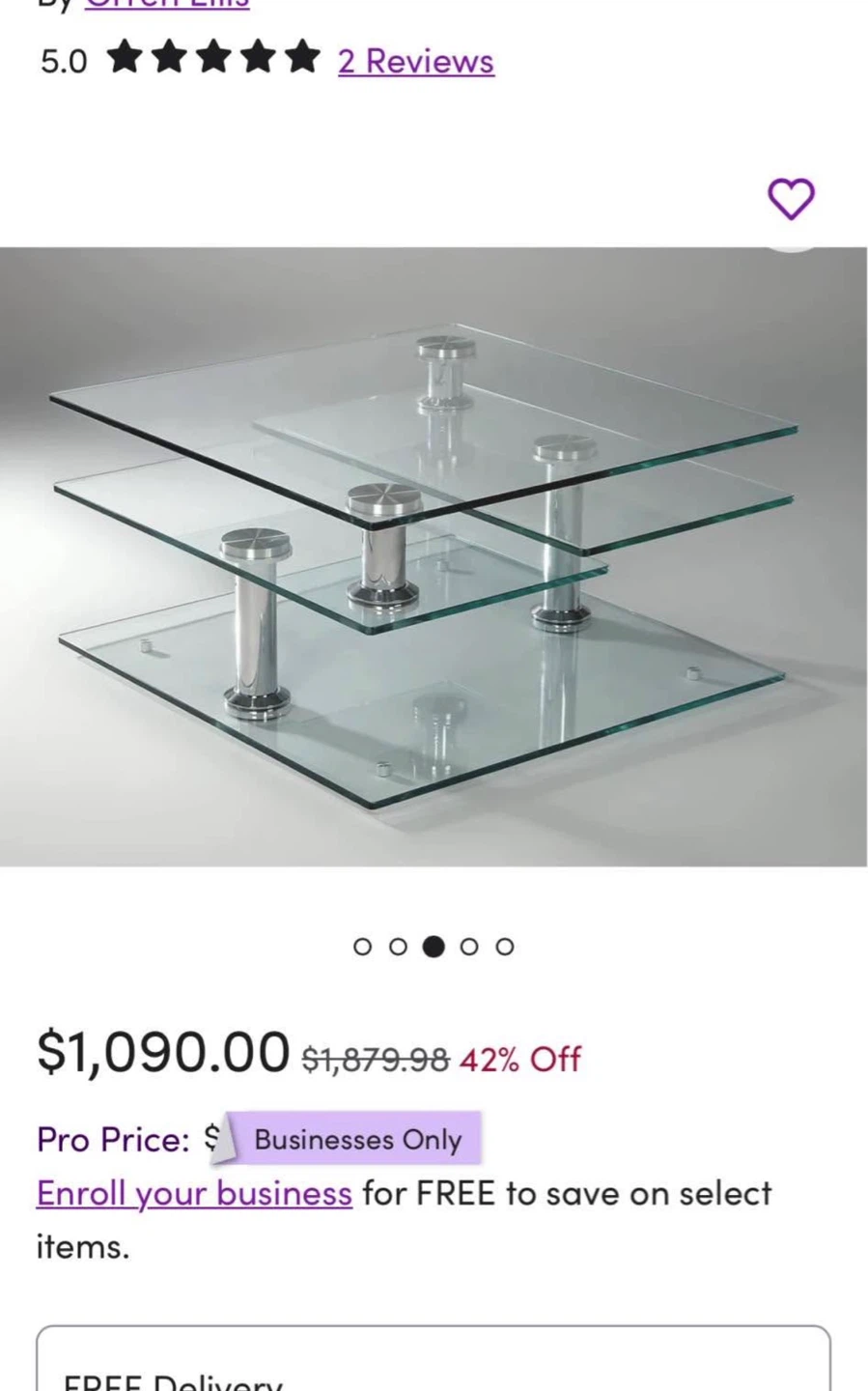 Glass Coffee Table with Chrome Accents
