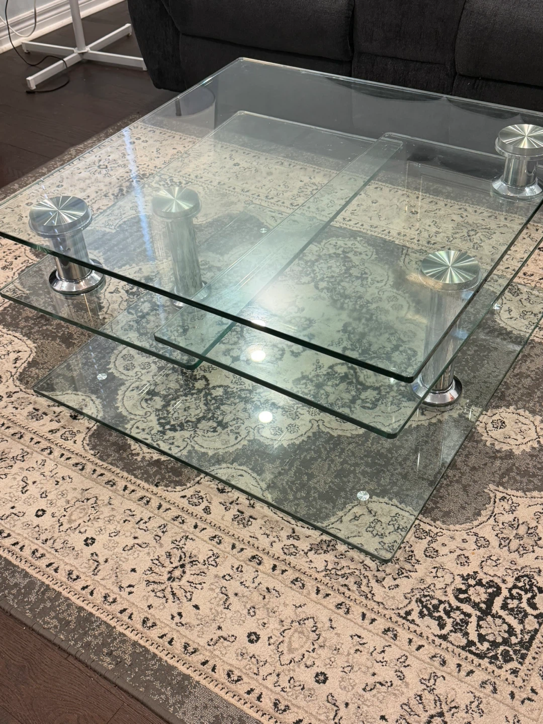 Glass Coffee Table with Chrome Accents - photo 4