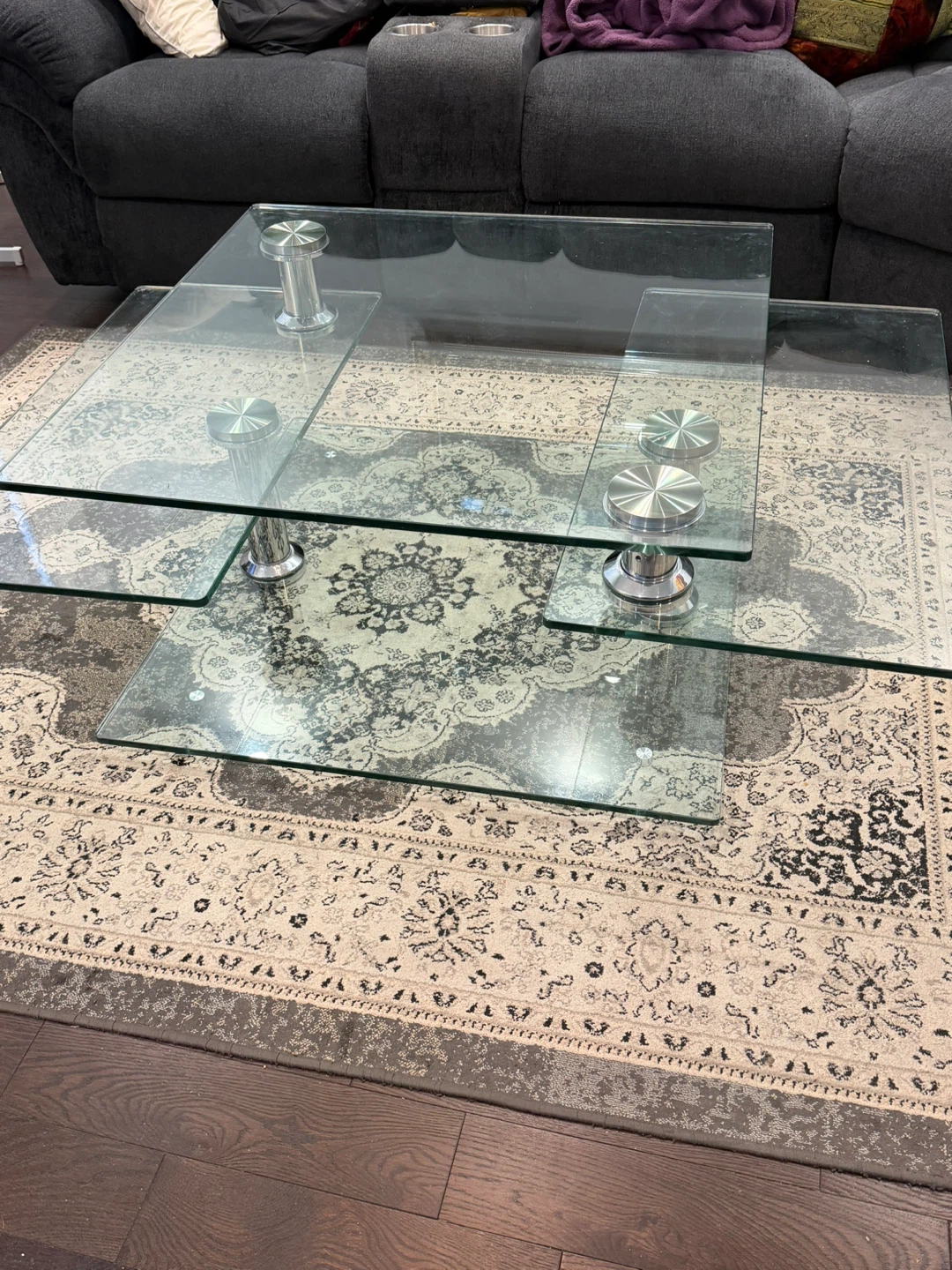 Glass Coffee Table with Chrome Accents - photo 3