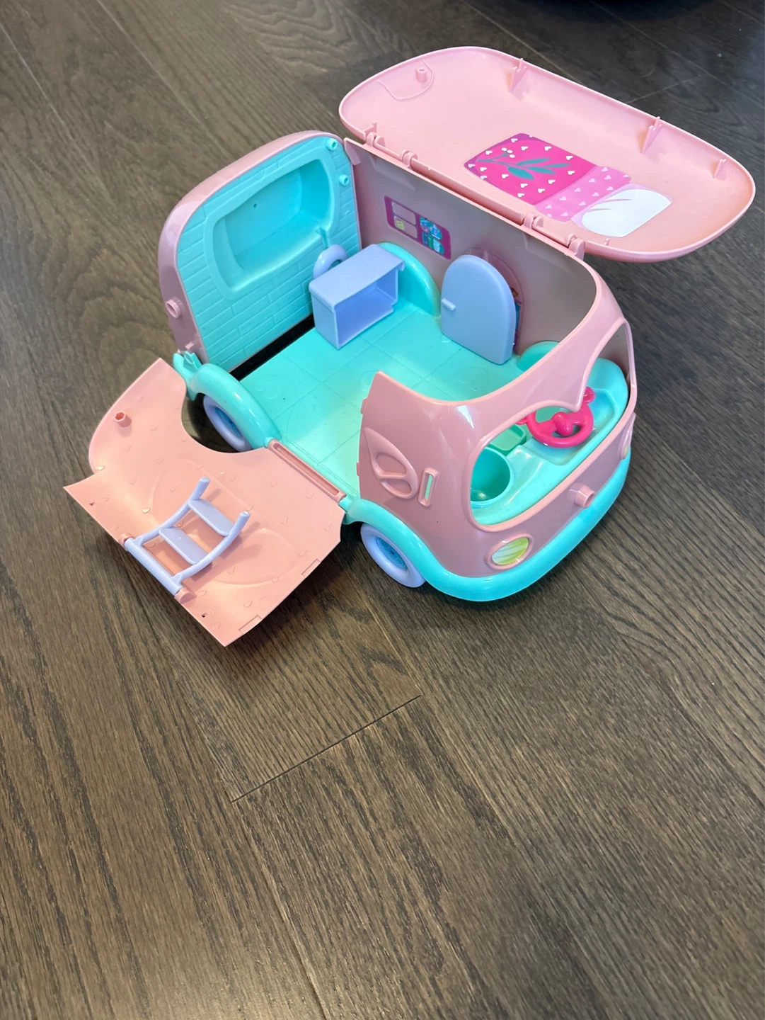 Pink and Teal Toy Camper Van Playset