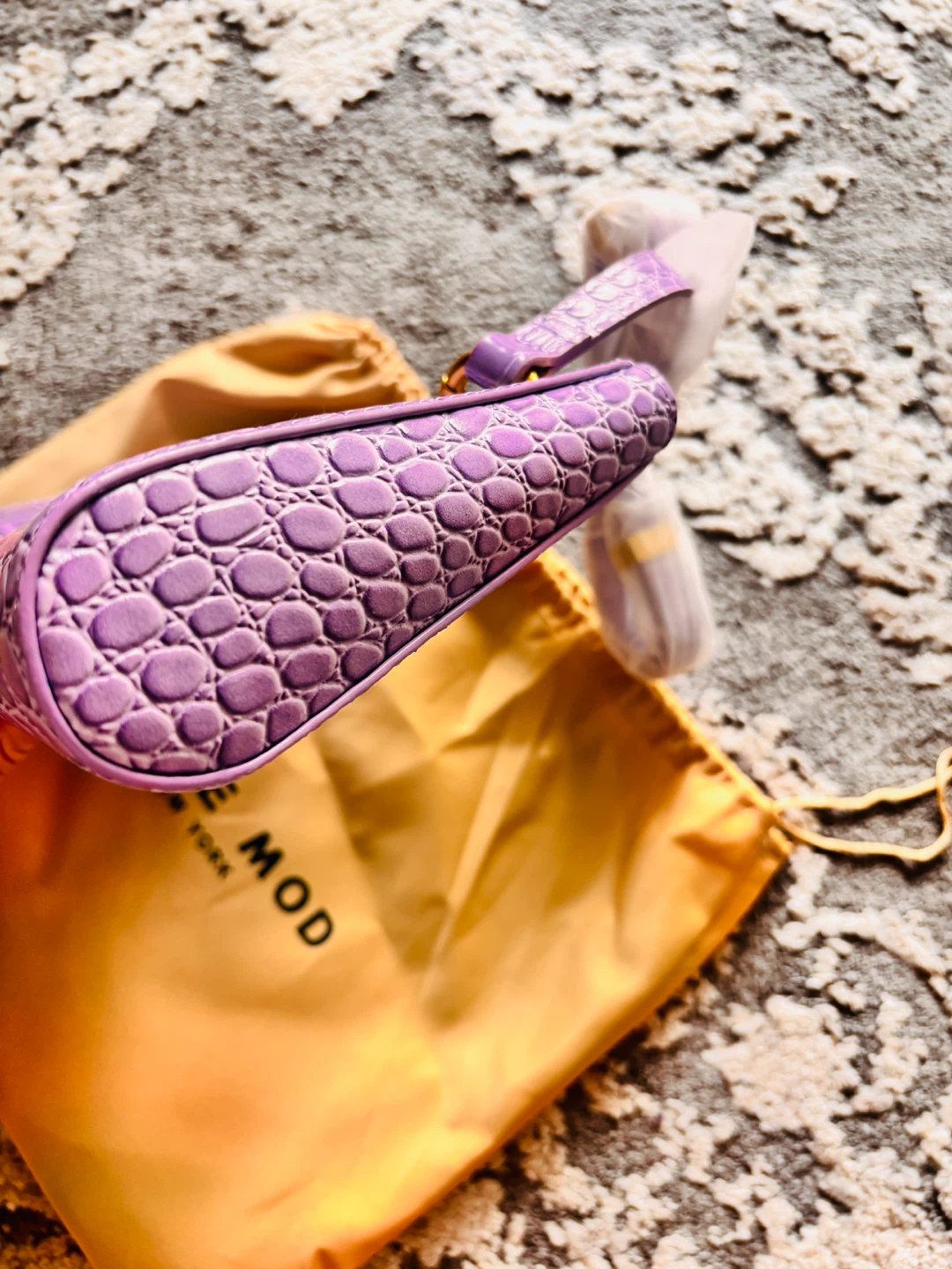 APEDE MOD Lavender Croc Embossed Shoulder Bag - photo 4