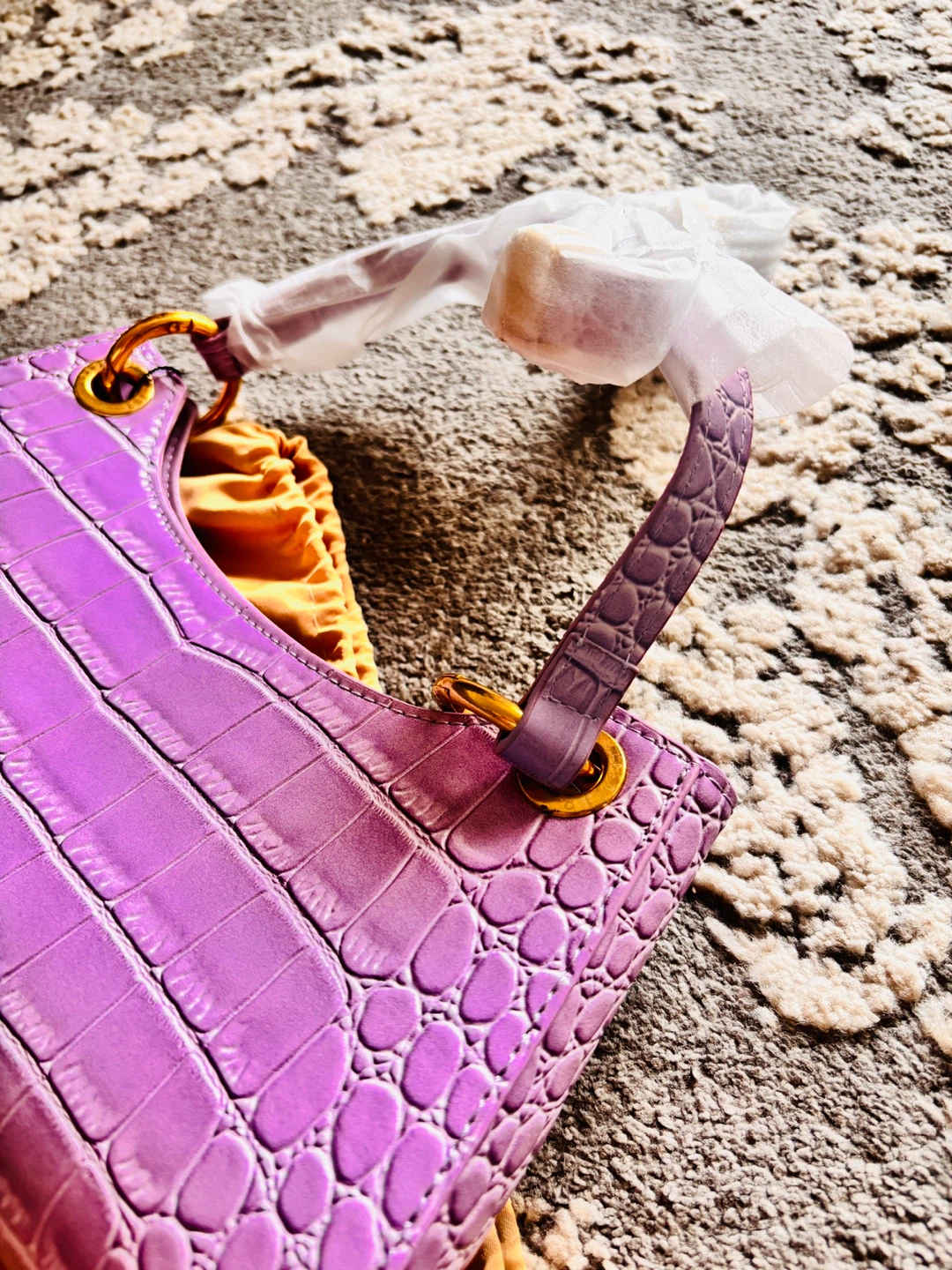 APEDE MOD Lavender Croc Embossed Shoulder Bag - photo 3