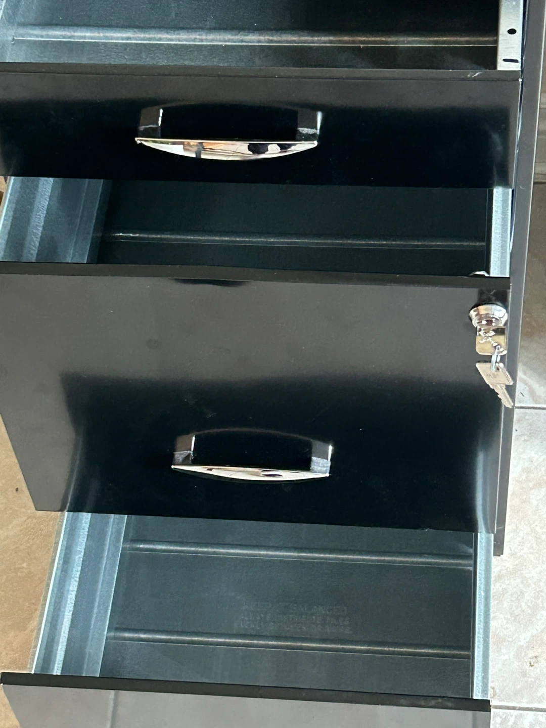 Black 3-Drawer Filing Cabinet with Lock - photo 3