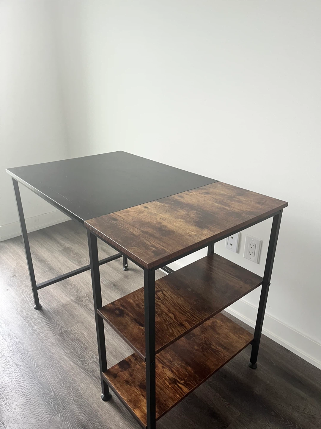 Modern Two-Tone Desk with Shelves