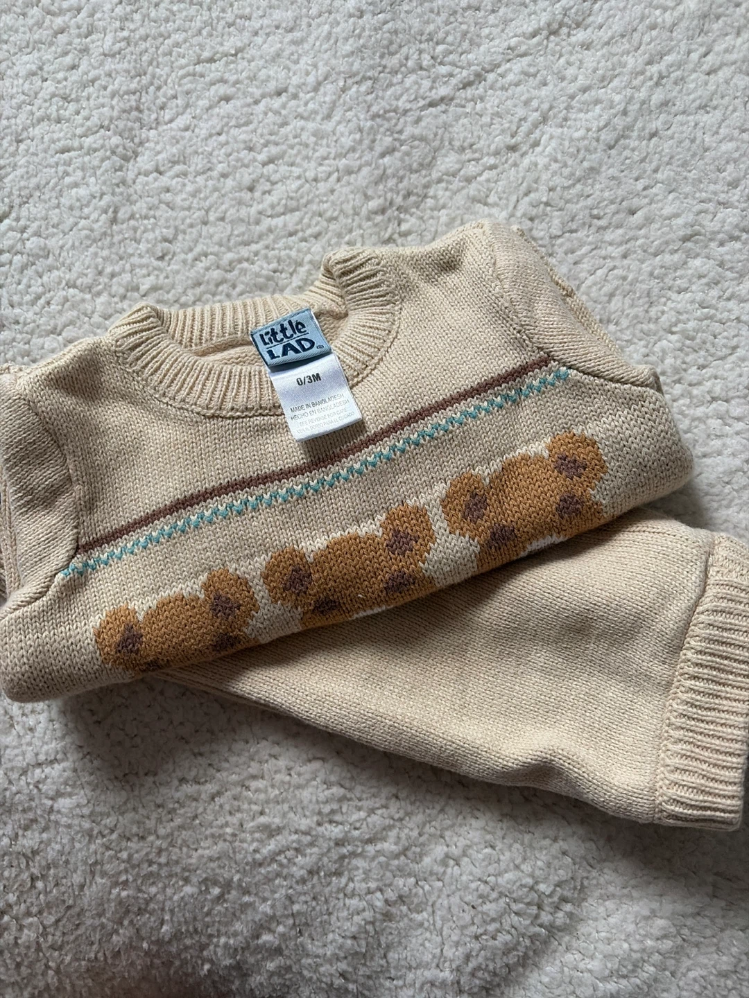 Little Lad Baby Bear Sweater and Pants Set 0-3 Months - photo 2