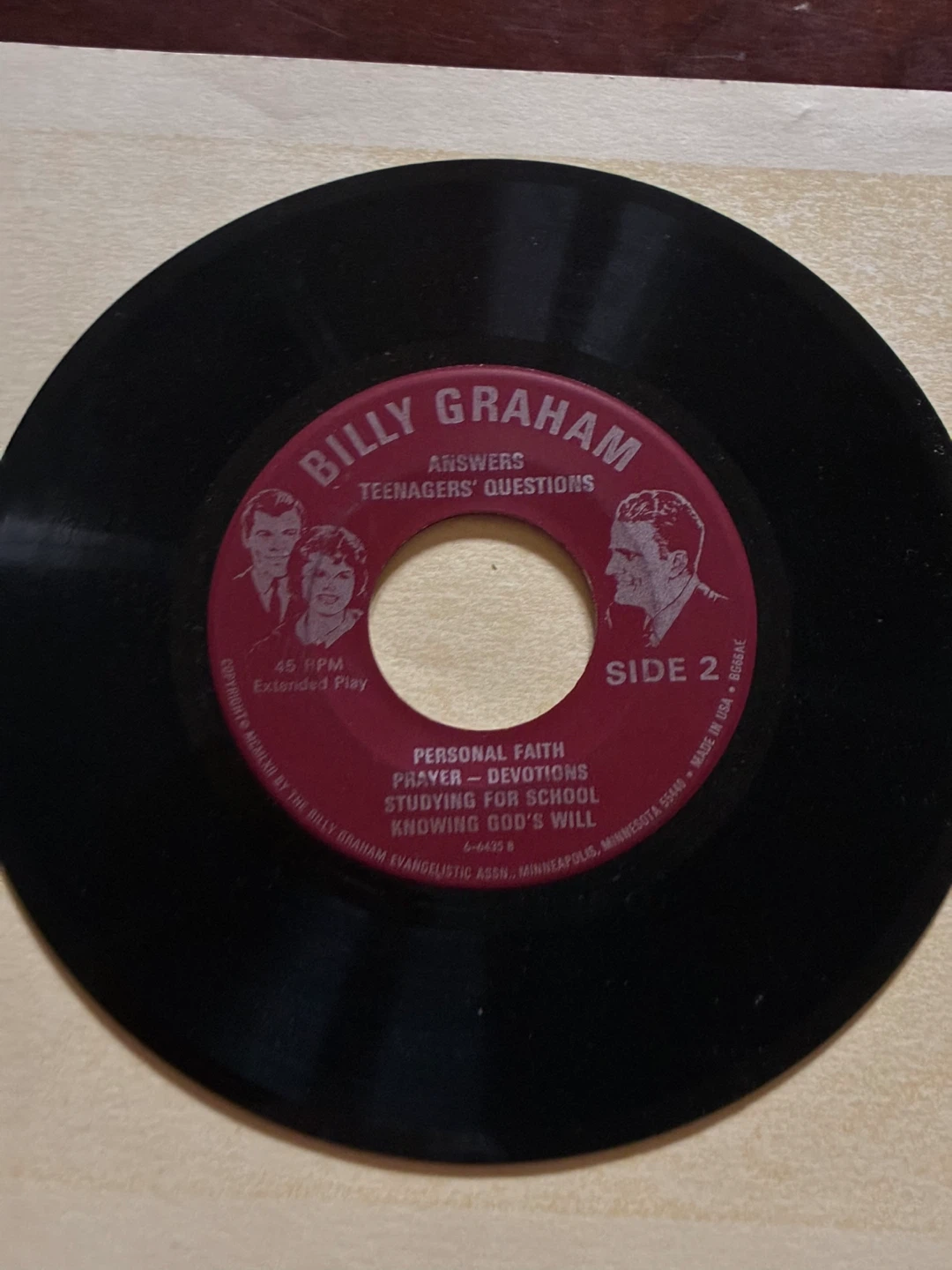 Record 45 vinyl Billy Graham Answers Teenagers' Questions advice - photo 5