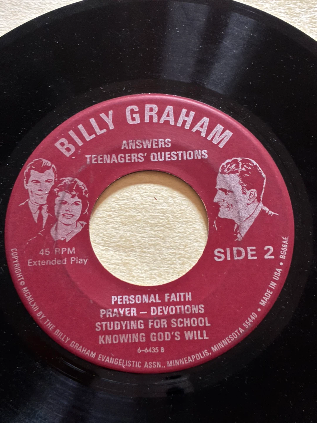 Record 45 vinyl Billy Graham Answers Teenagers' Questions advice - photo 4