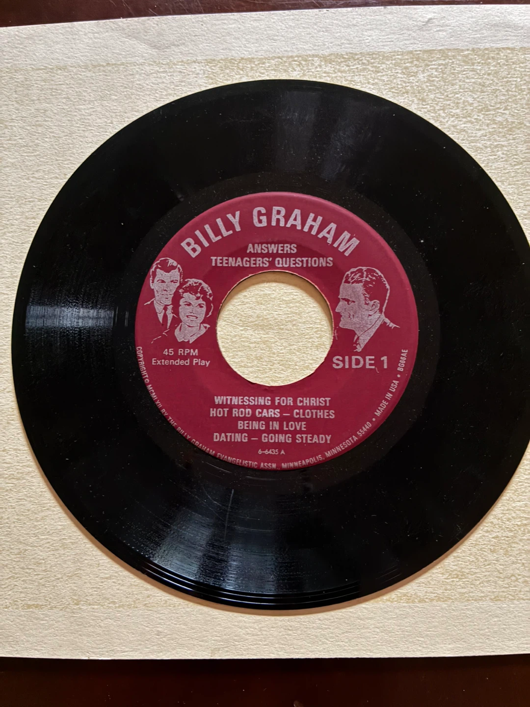 Record 45 vinyl Billy Graham Answers Teenagers' Questions advice - photo 2