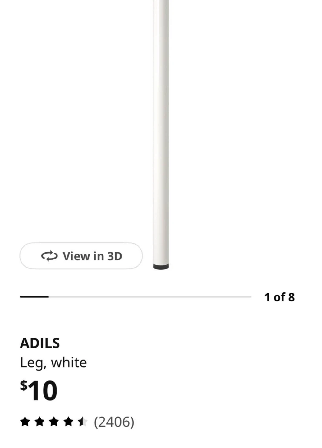IKEA ADILS Legs, White (Set of 4)