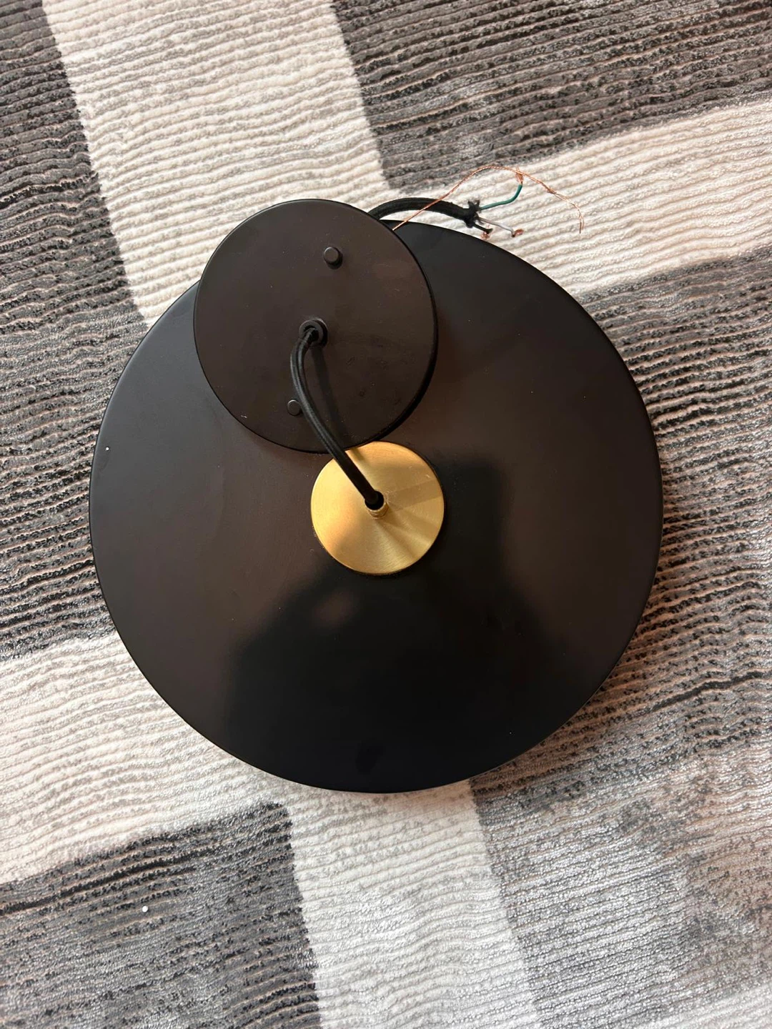 Black Pendant Light Fixture with Brass Accents