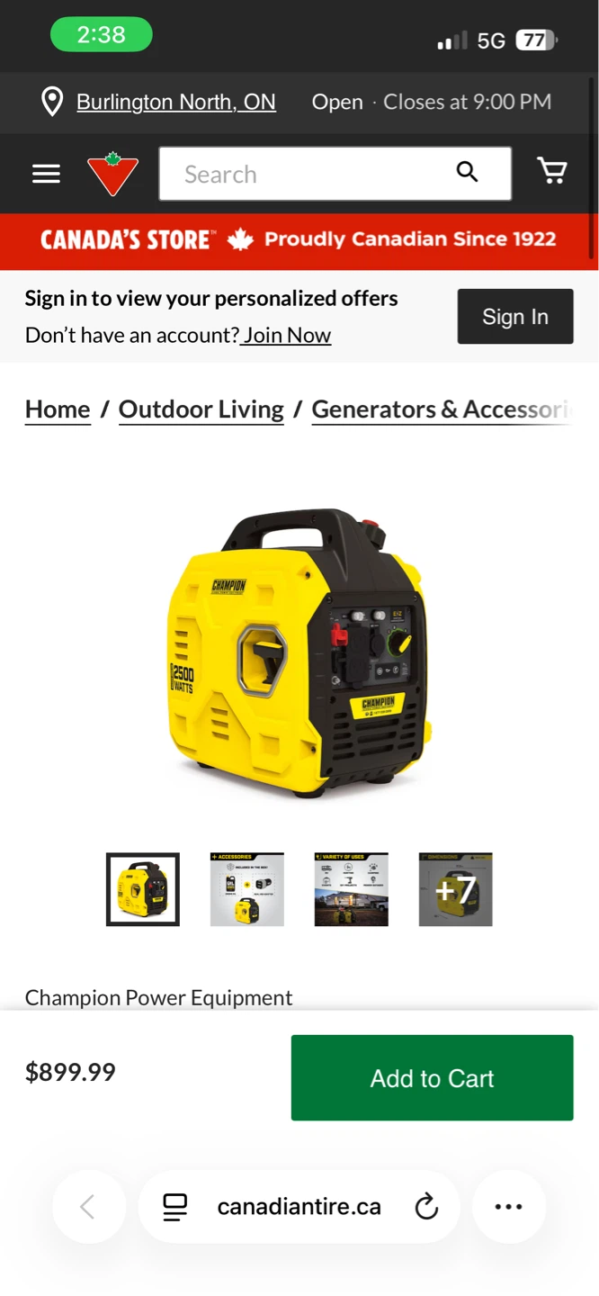 Champion 2500 Watt Portable Generator - photo 2