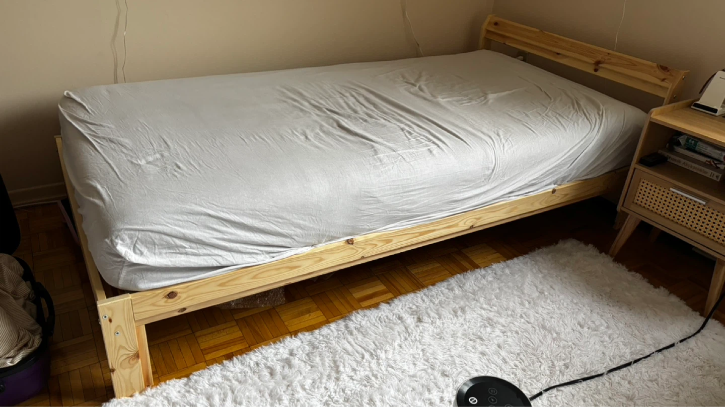 IKEA Wooden Twin Bed Frame and Mattress