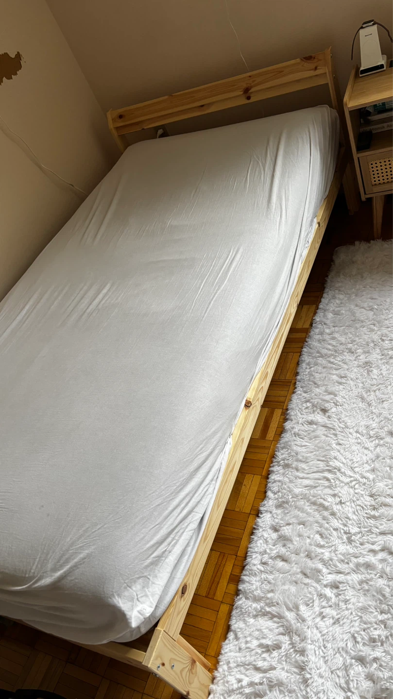 IKEA Wooden Twin Bed Frame and Mattress - photo 2
