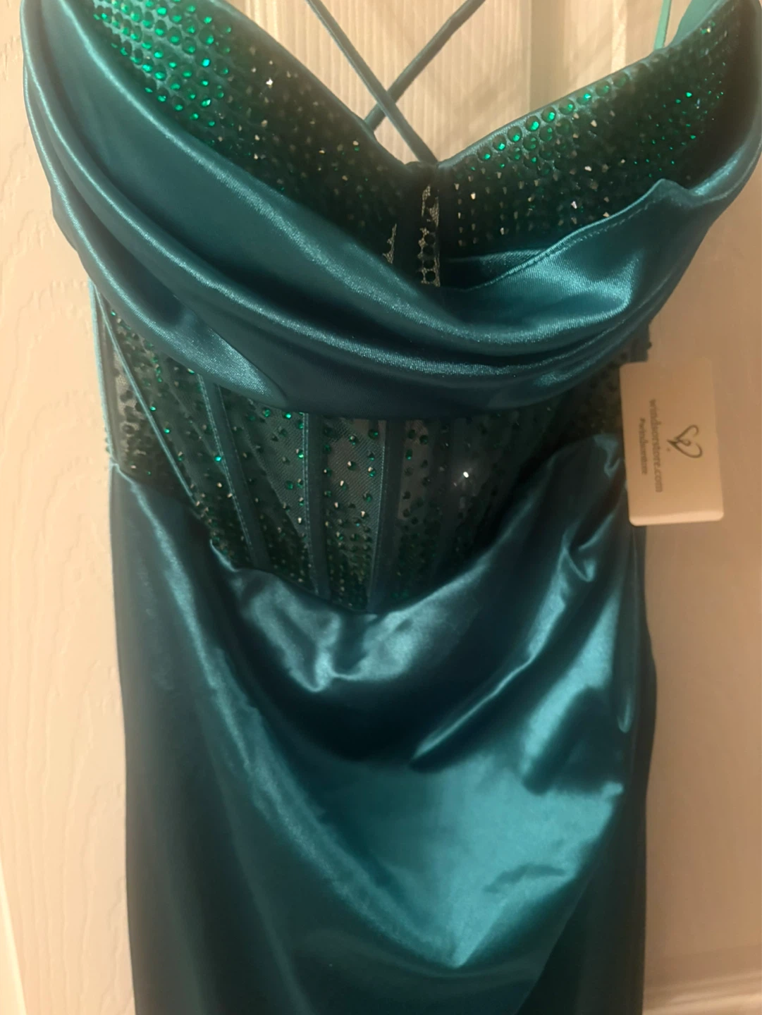 Windsor Emerald Green Beaded Corset Gown - photo 2