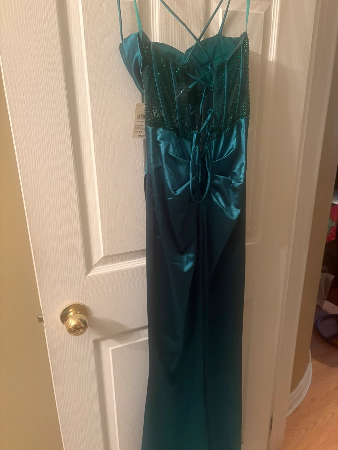 Windsor Emerald Green Beaded Corset Gown - photo 3