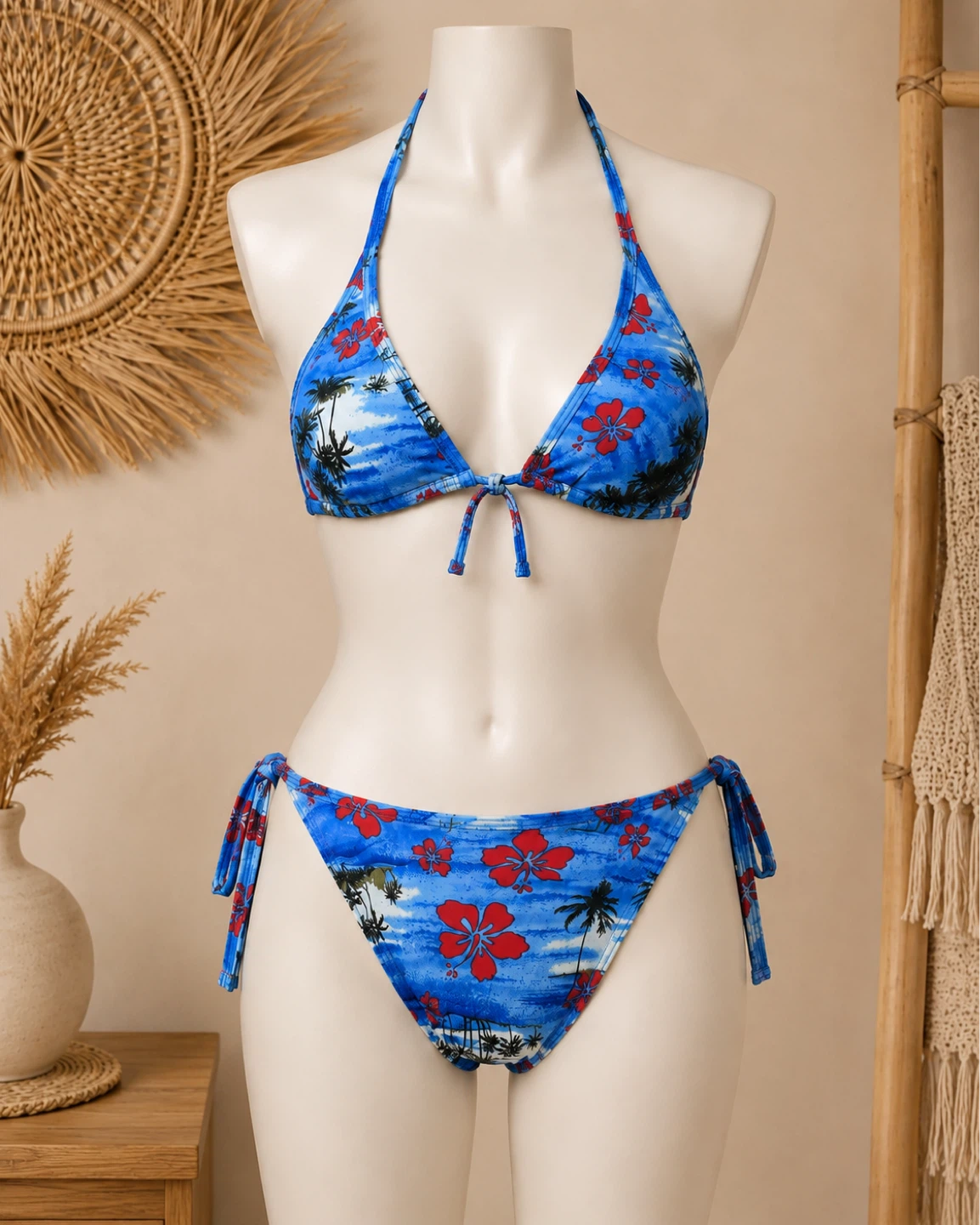 Women's Blue Tropical Print Bikini