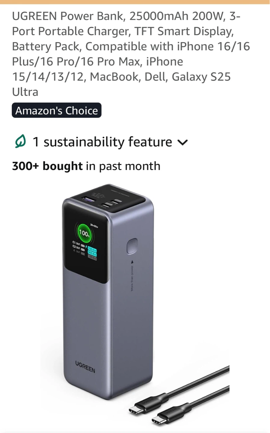 UGREEN Power Bank 25000mAh 200W - photo 2