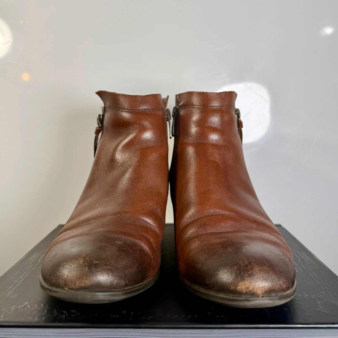 Ecco Brown to Black Gradient Leather Ankle Boots with Heels - photo 2