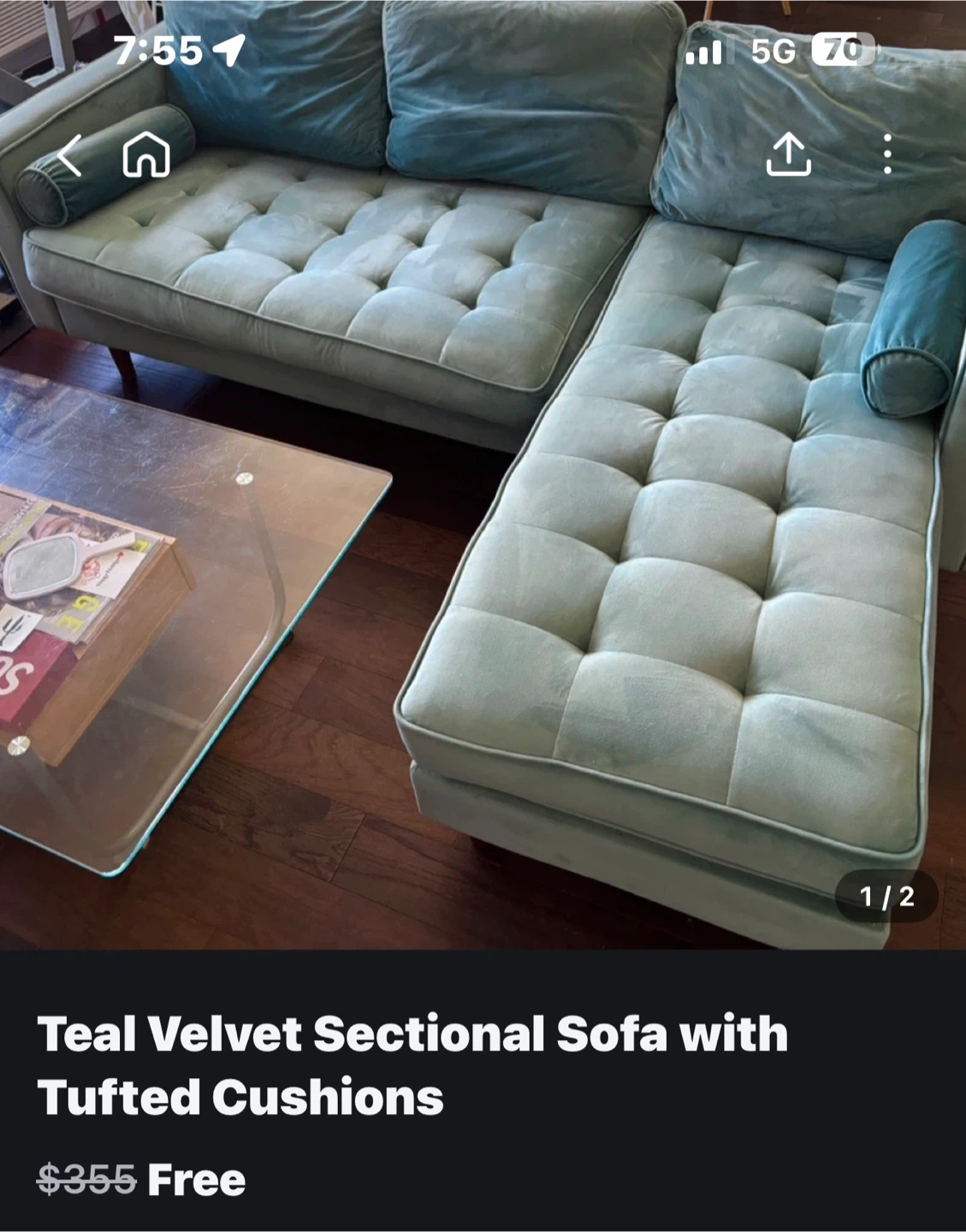 Tufted Accent Chair $50/ Set is Free - photo 2