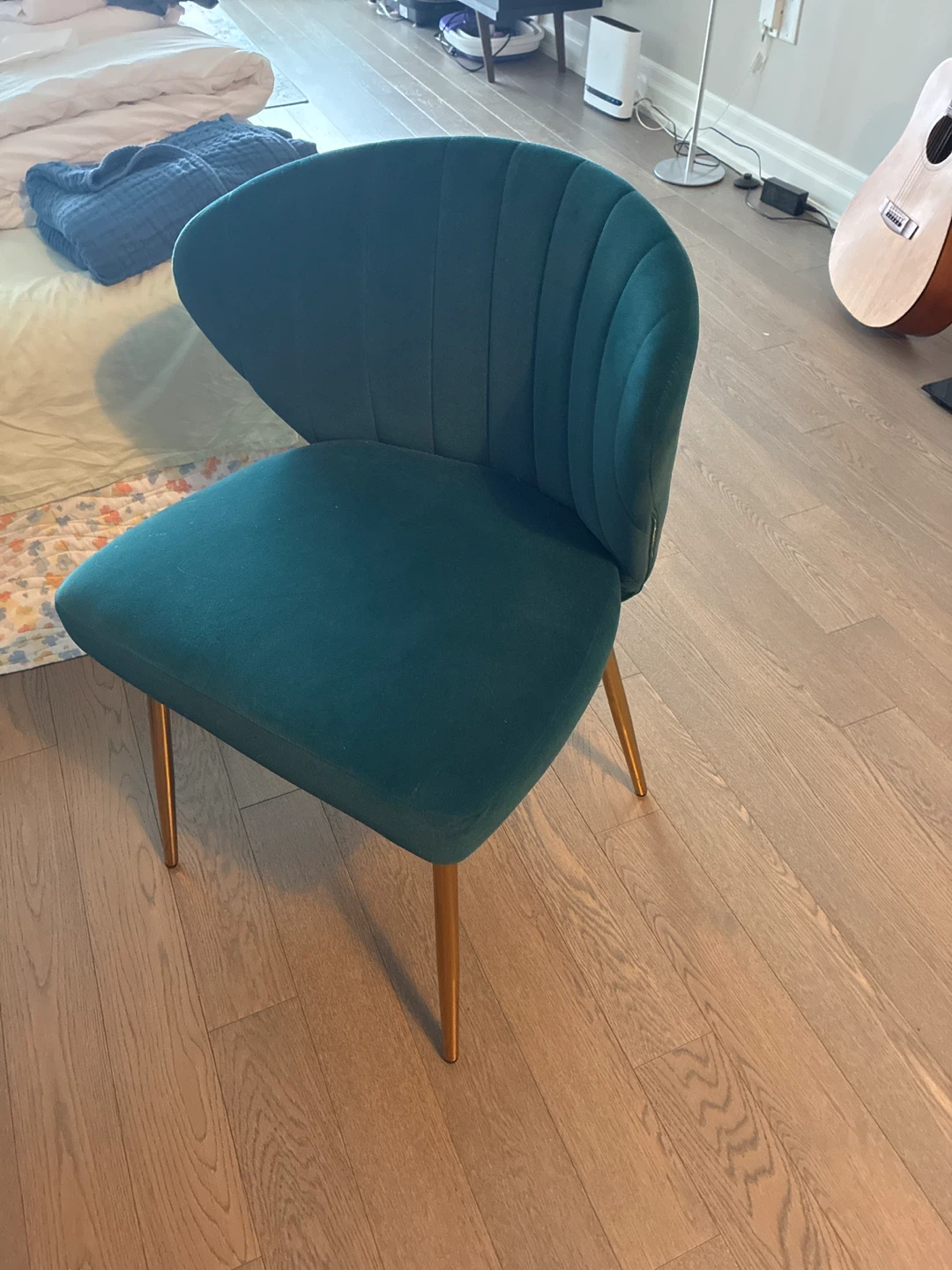 Teal Accent Chair with Gold Legs