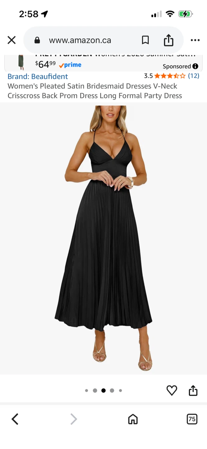 Women's Pleated Satin Bridesmaid Dress size Large