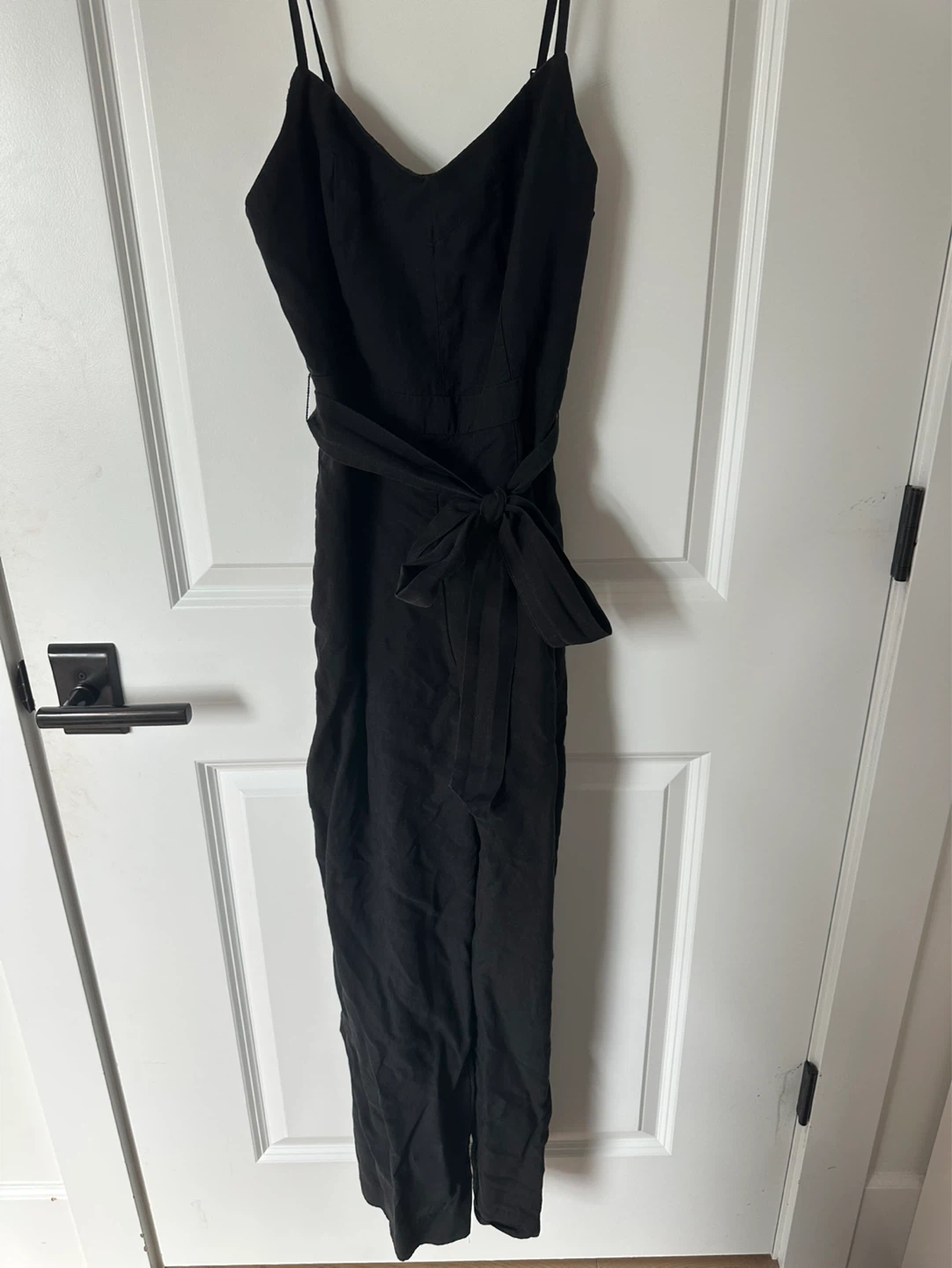 CLUB MONACO Black Linen Blend Jumpsuit