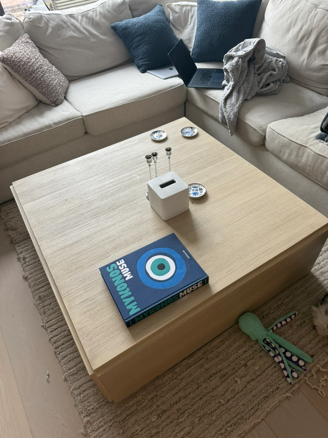 Crate & Barrel Wood Top Coffee Table
