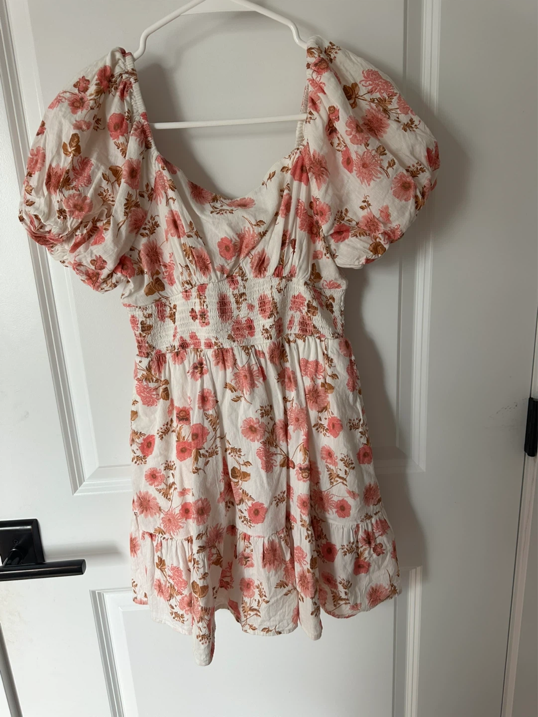 CUTE MINI BP FLORAL DRESS - White/Pink - Size S