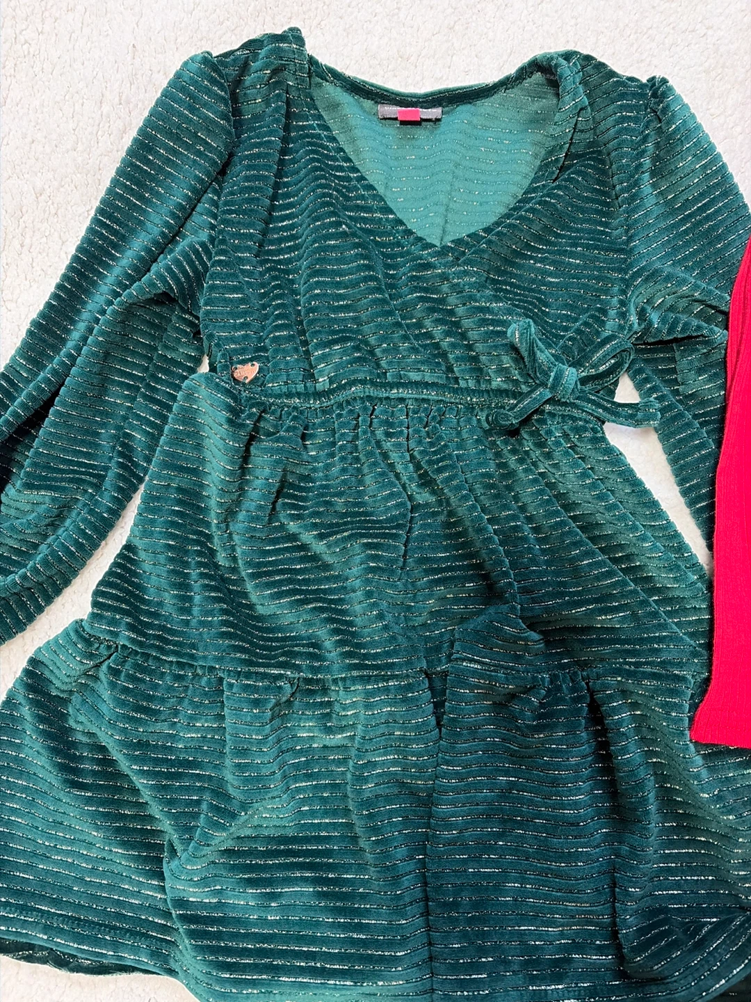 Girls Dresses - Green Velour & Red Gingerbread - photo 2