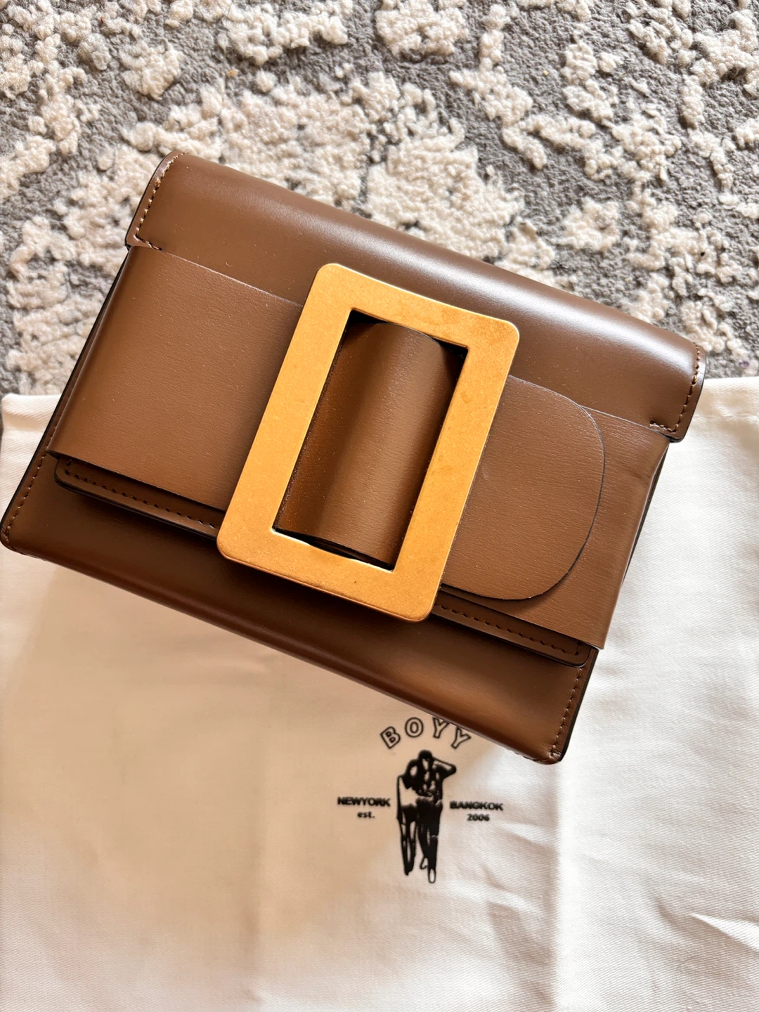 BOYY Brown Leather Bag with Gold Buckle