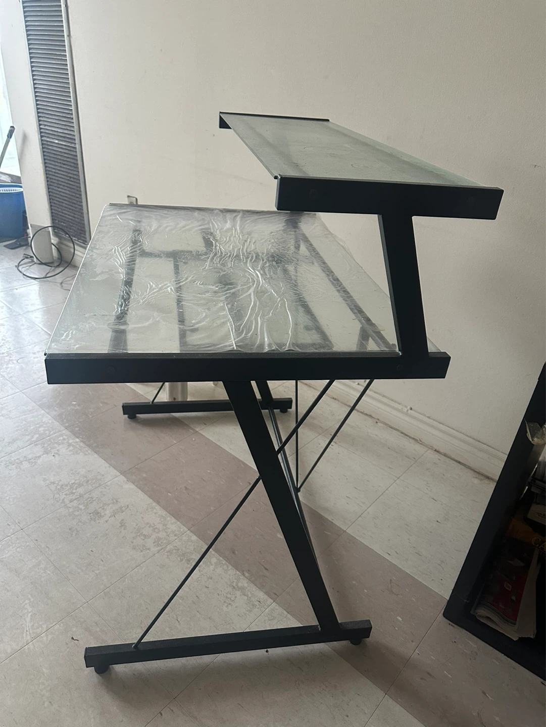 Glass Top Computer Desk with Shelving - photo 3