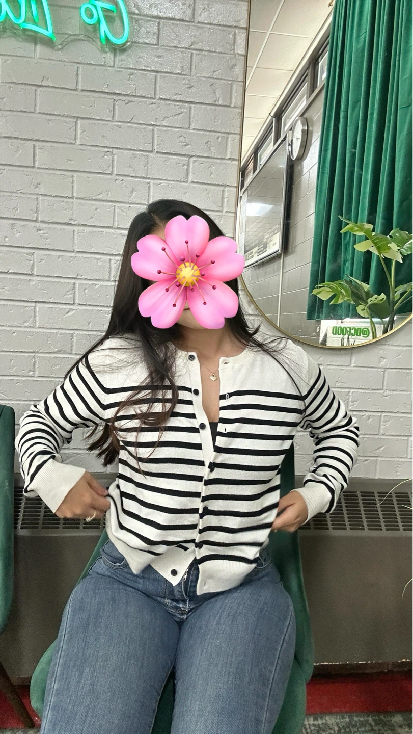 Striped Button-Up Cardigan