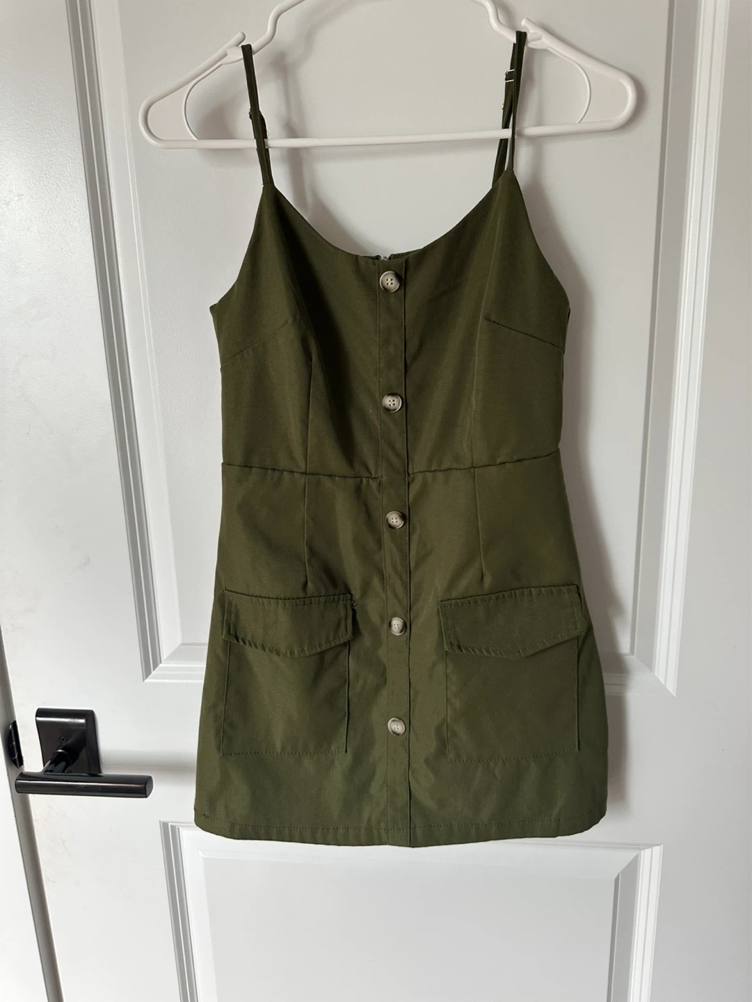 CUTE CARGO MINI DRESS - Dragon Classic Olive Green with buttons
